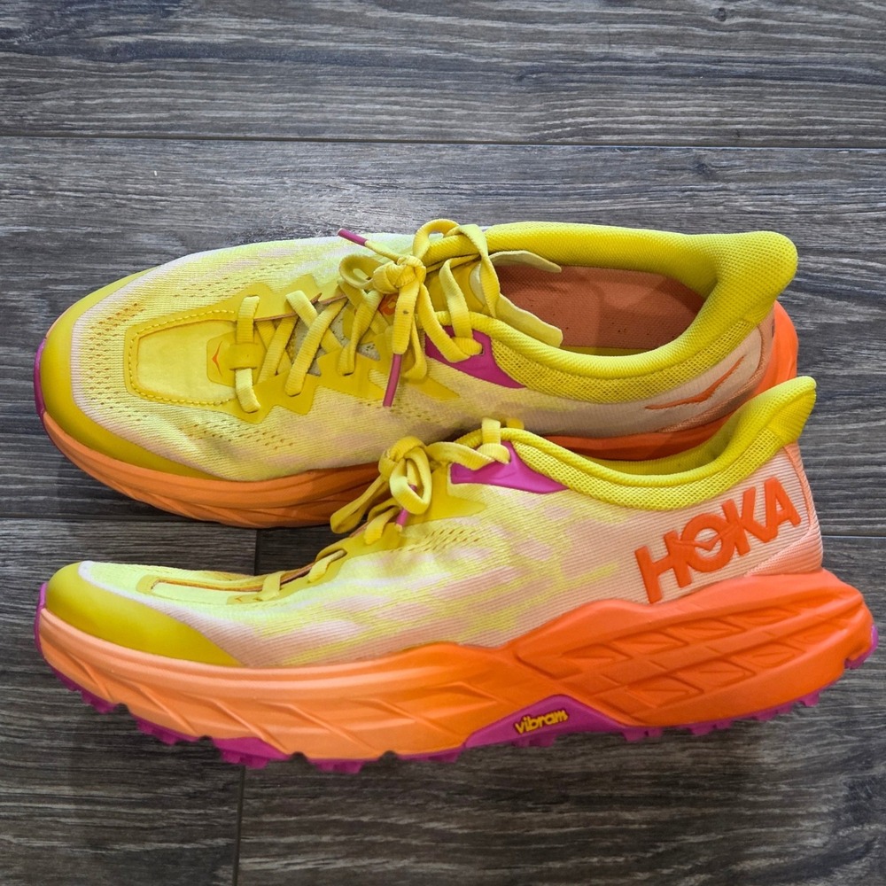 HOKA Speedgoat 5 Womens 8B Peach Parfait Orange Trail Running Shoes Vibram - Picture 4 of 11
